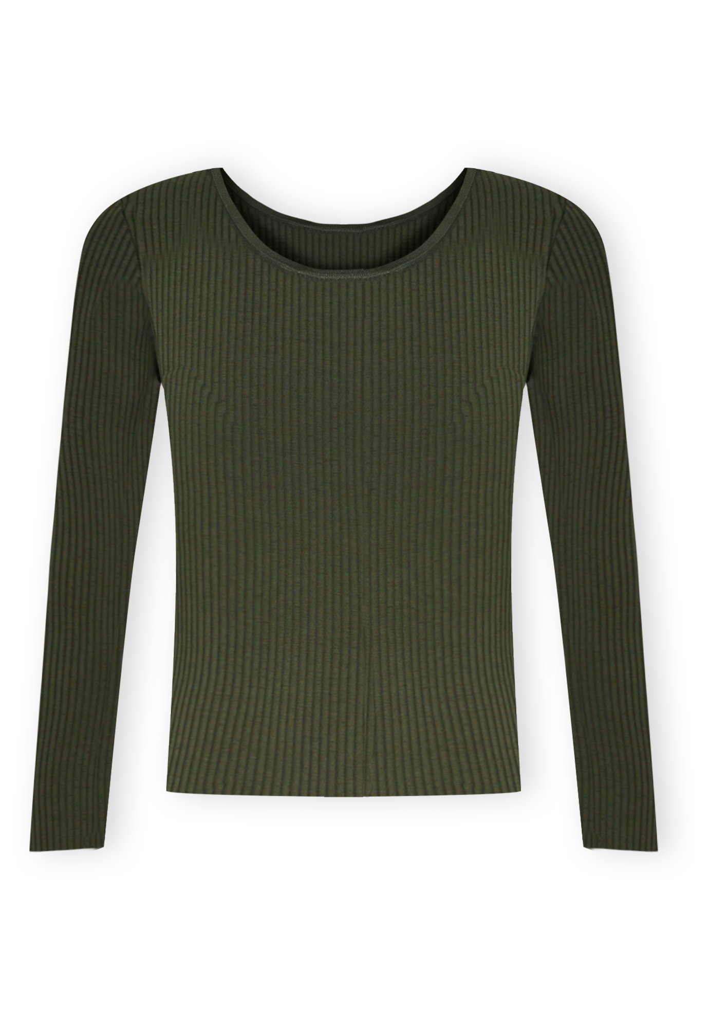 Ribbed Scoop Neck Long Sleeve Sweater